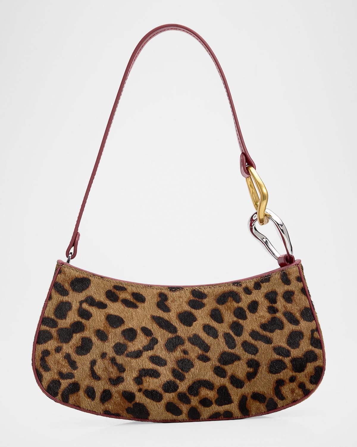 Ollie Cheetah-Print Calf Hair Shoulder Bag
