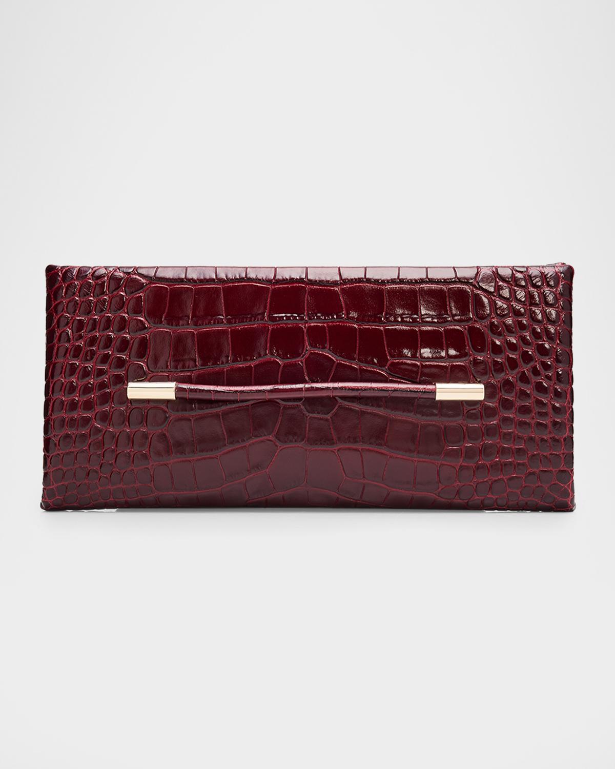 Ava Croc-Embossed Leather Clutch