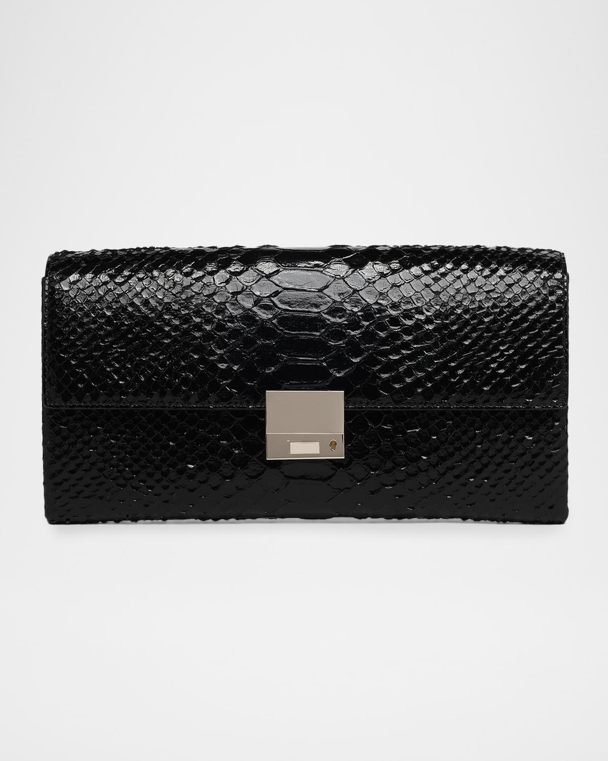 Jean Python-Embossed Leather Clutch