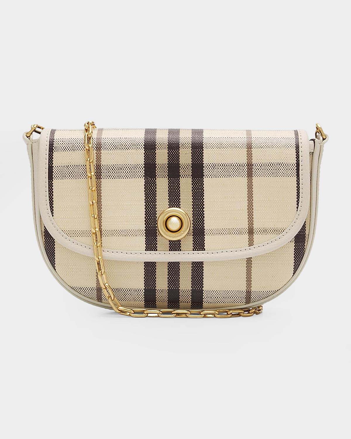 Check Cotton-Linen Blend Shoulder Bag