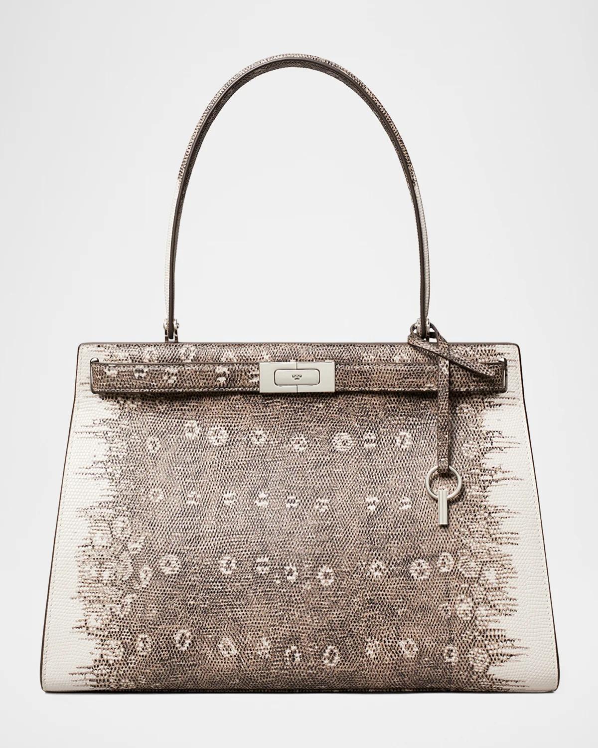Classic Lee Radziwill Lizard-Embossed Top-Handle Bag