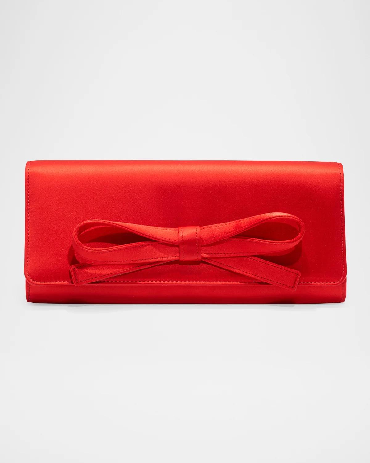 Margaret Bow-Front Satin Clutch Bag