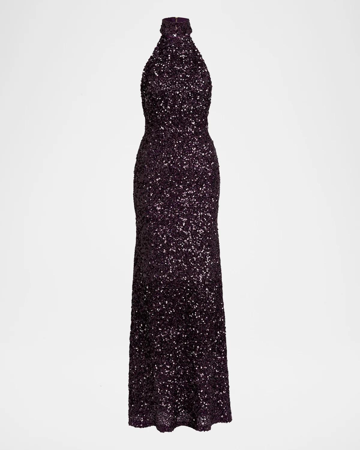 Dido Sequined Halter Trumpet Gown