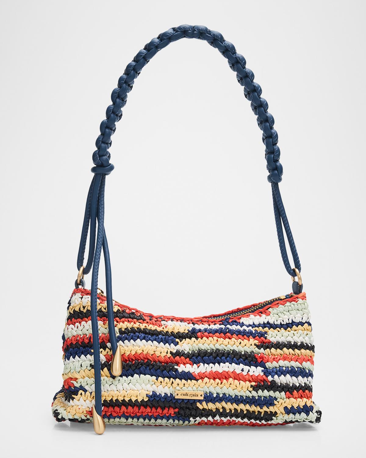 Osa Braided-Strap Woven Raffia Shoulder Bag