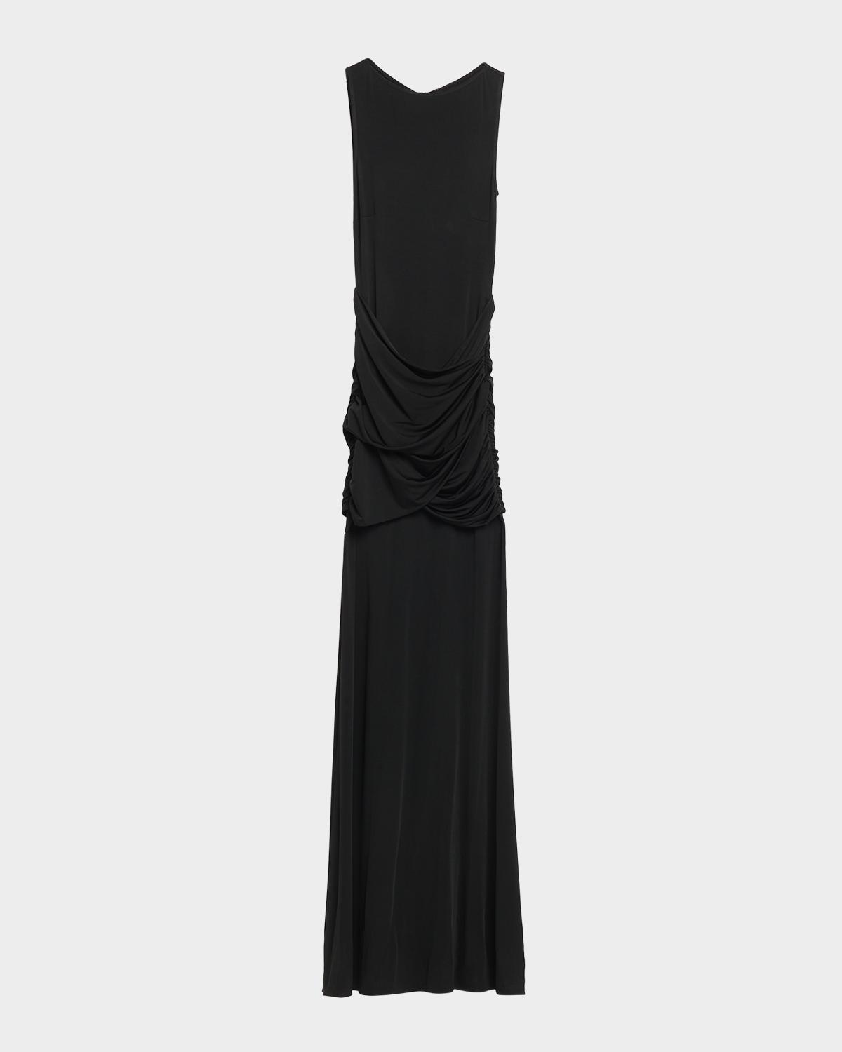 Sleeveless Draped Jersey Trumpet Gown