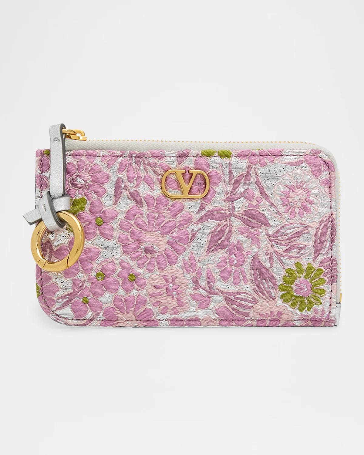 VLogo Metallic Floral Coin Purse
