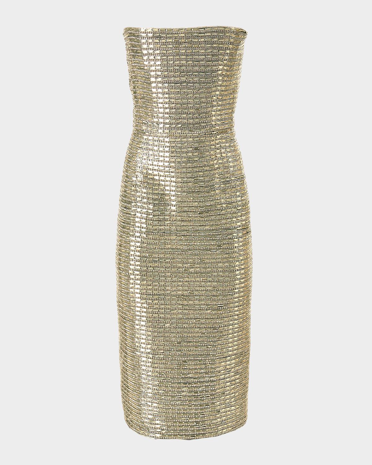 Strapless Embellished Midi Dress