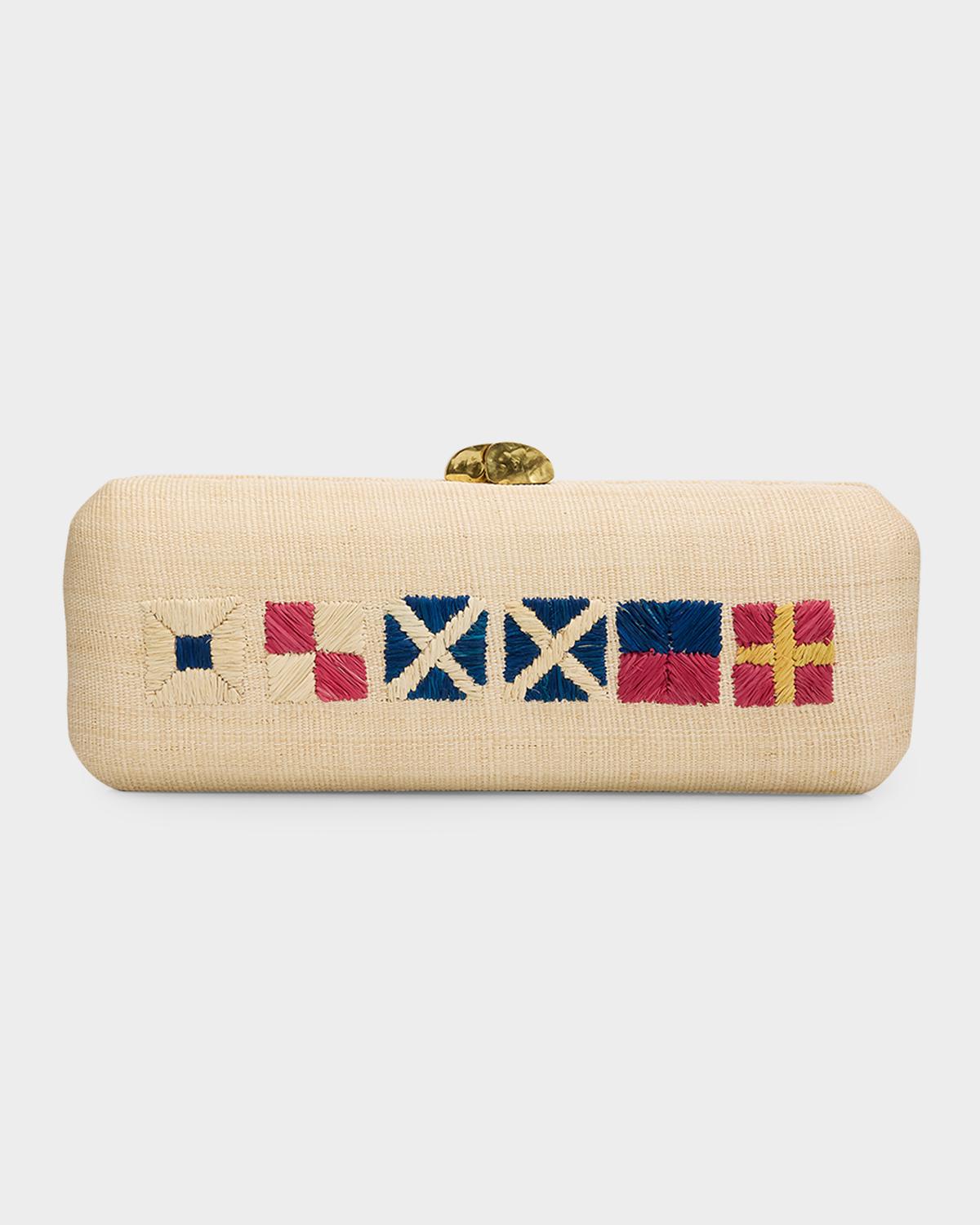 Summer Embroidered Straw Clutch Bag