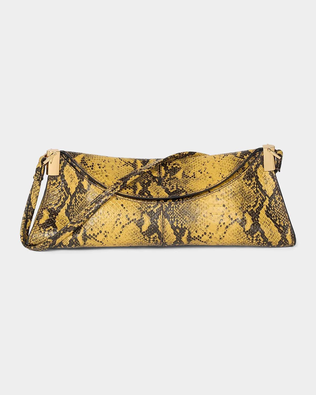 64-83 Small Python-Embossed Leather Shoulder Bag