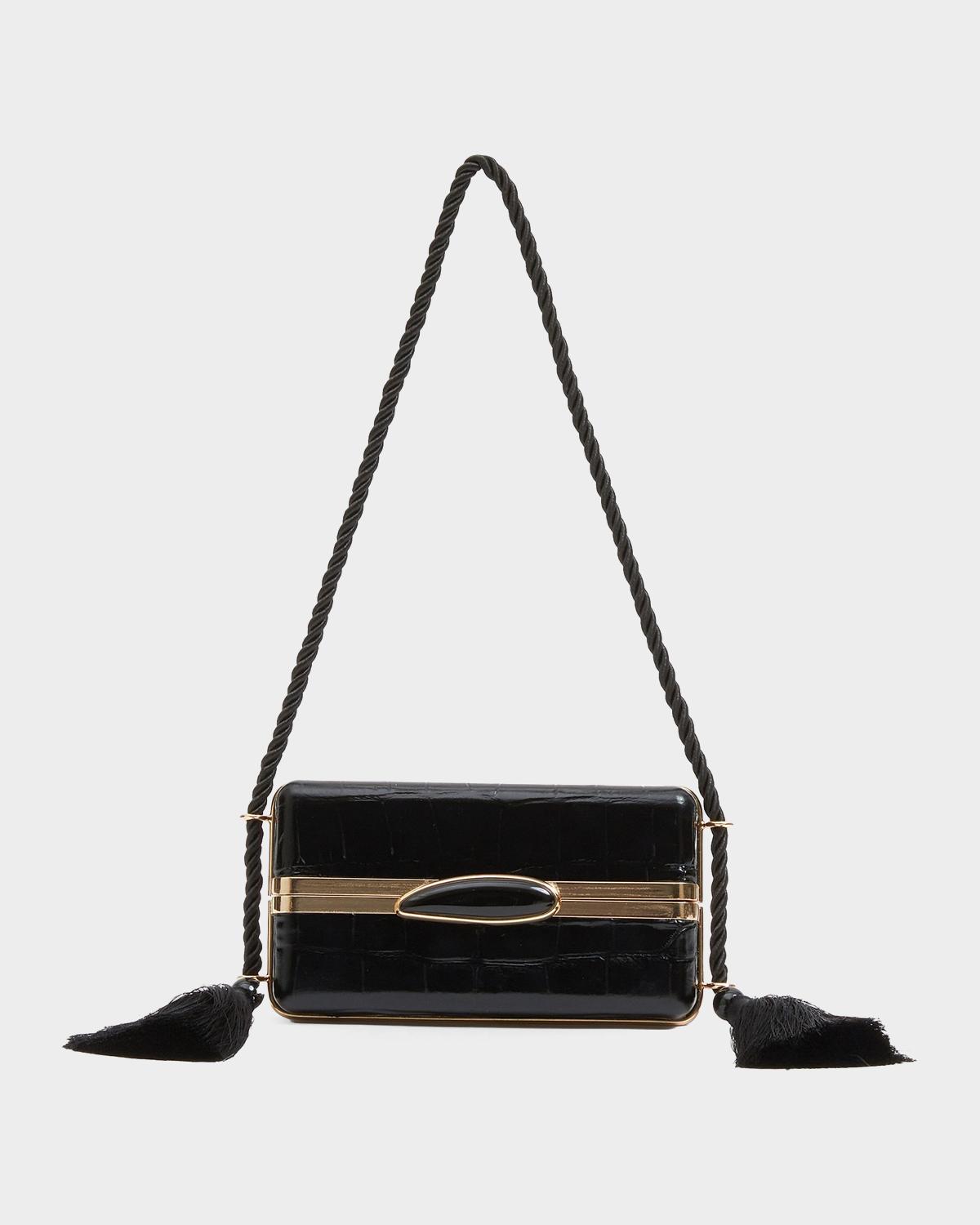 Roma Croc-Embossed Leather Shoulder Bag