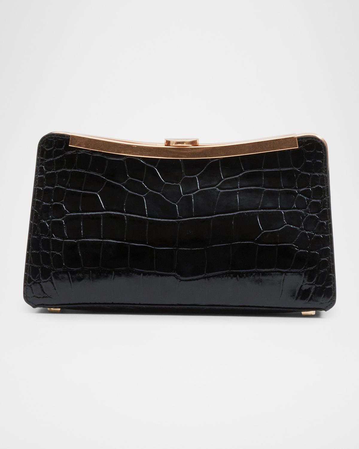Solange Croc-Embossed Leather Clutch