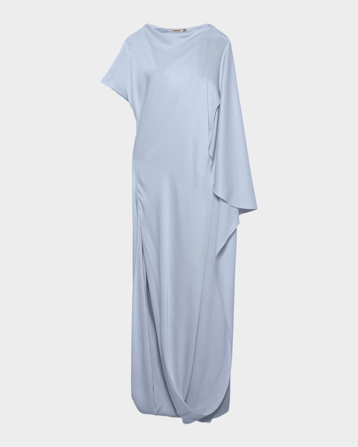 Ora Satin Asymmetric Drape Sleeve Gown