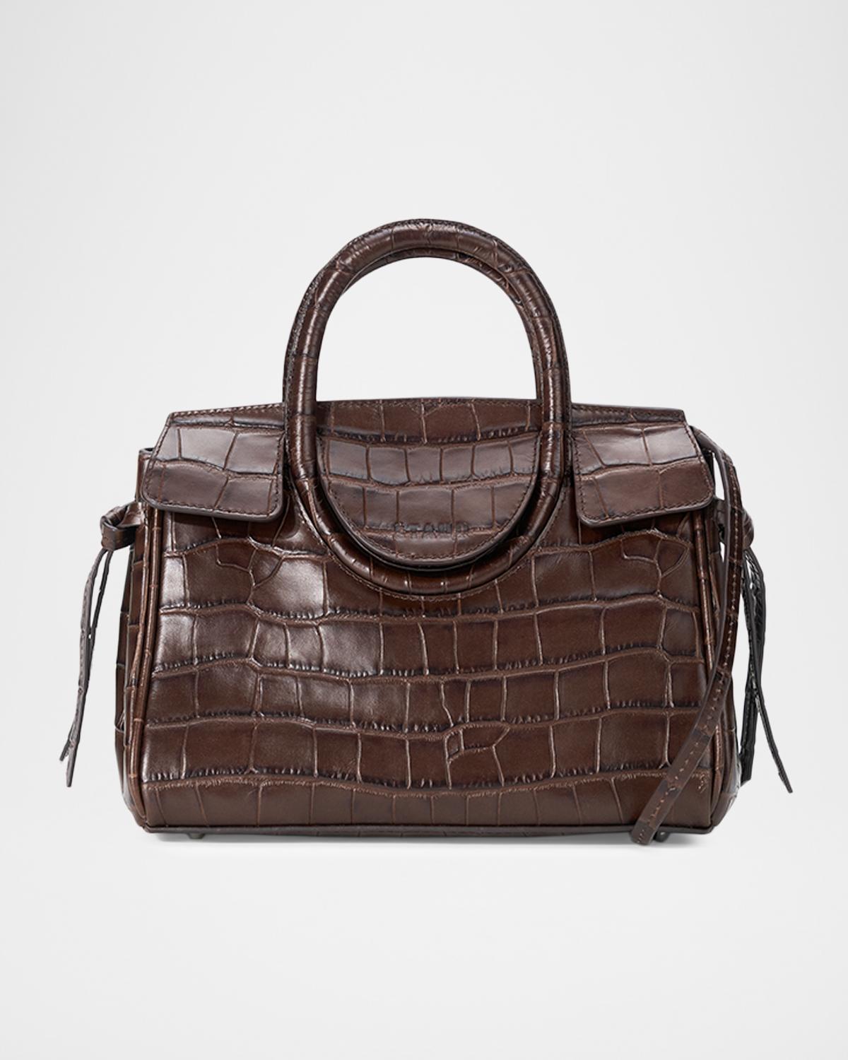 Maude Mini Croc-Embossed Carryall Crossbody Bag