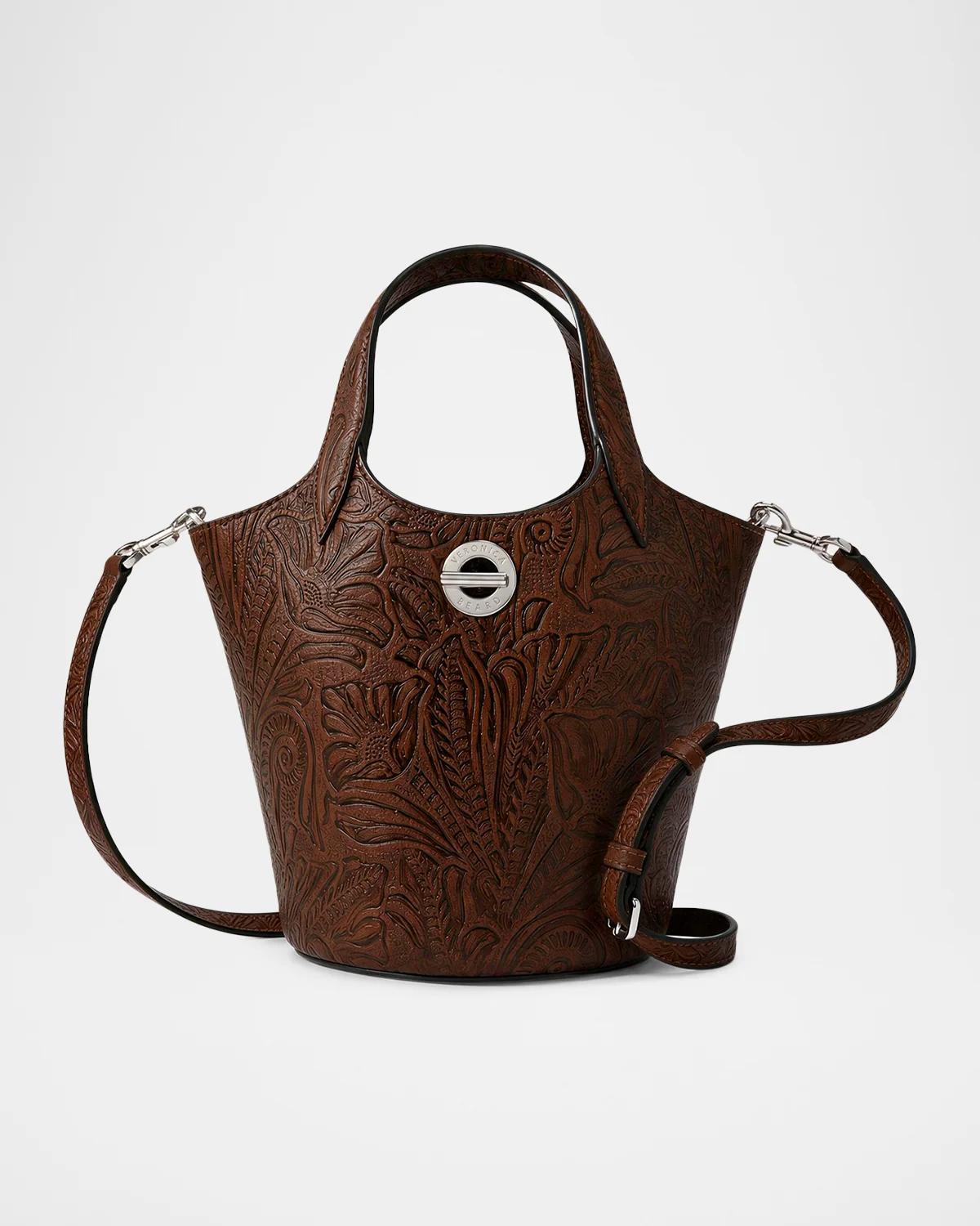 Anchor Embossed Leather Top-Handle Bag