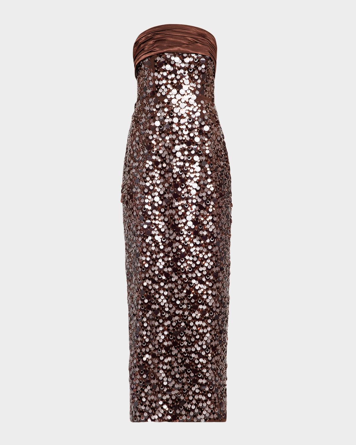 Hana Strapless Sequin Column Maxi Dress