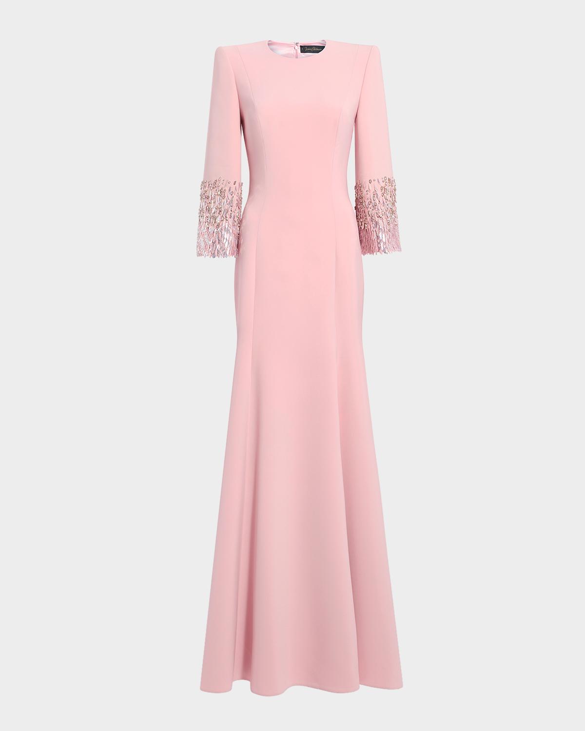 Anita Embellished 3/4-Sleeve Trumpet Gown