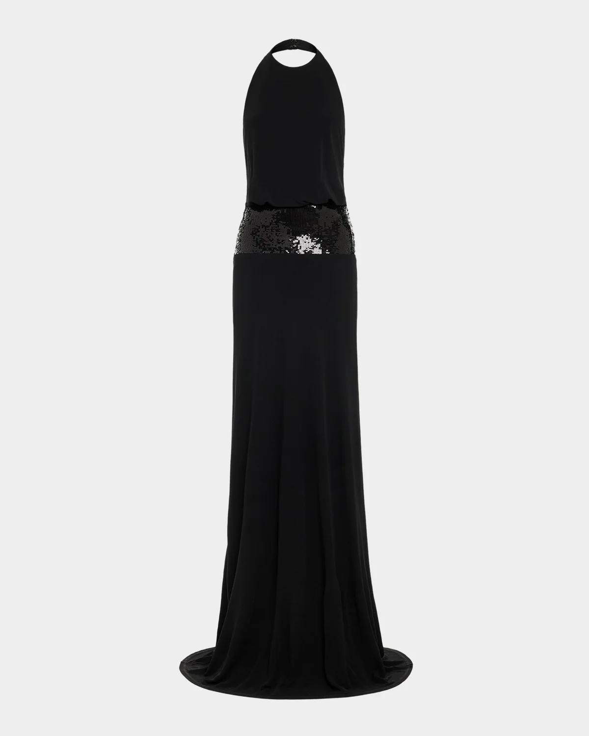 Theresa Sequined Halter Gown