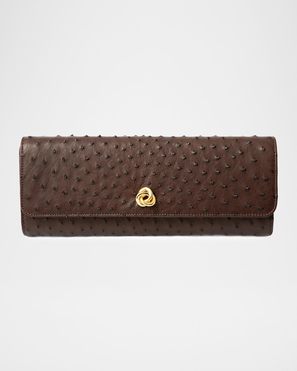 Robbie Textured Leather Flap Clutch Bag