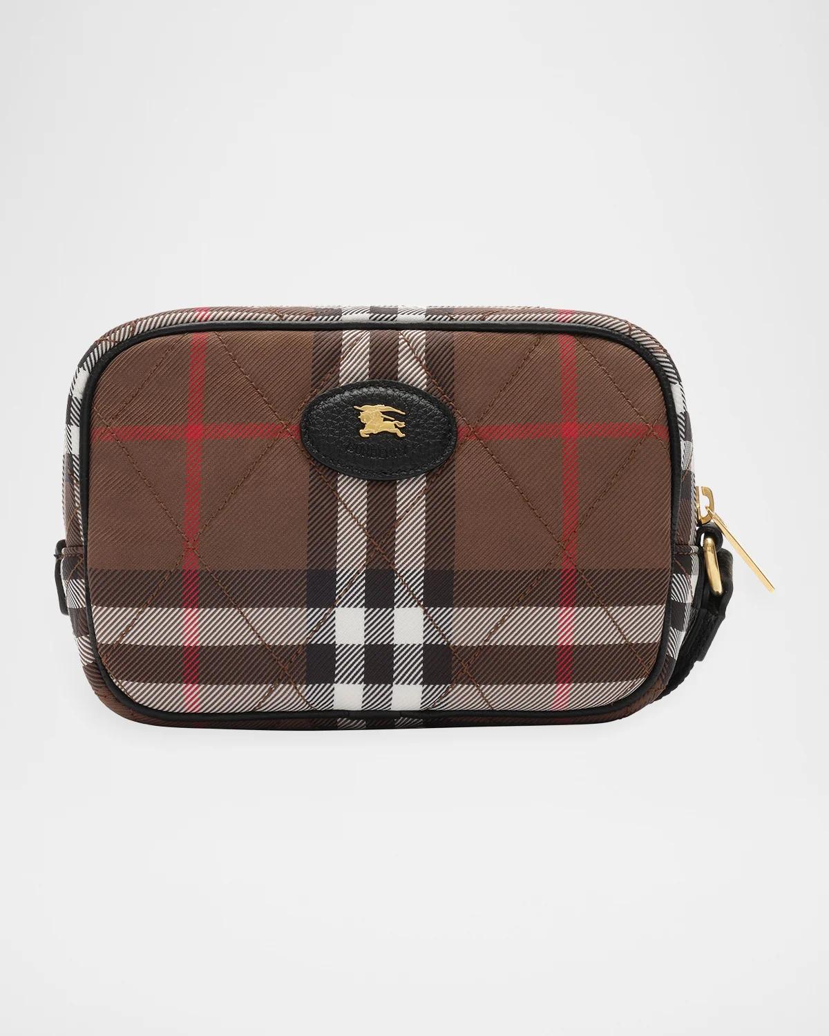 Horseshoe Quilted Check Wristlet Pouch Bag