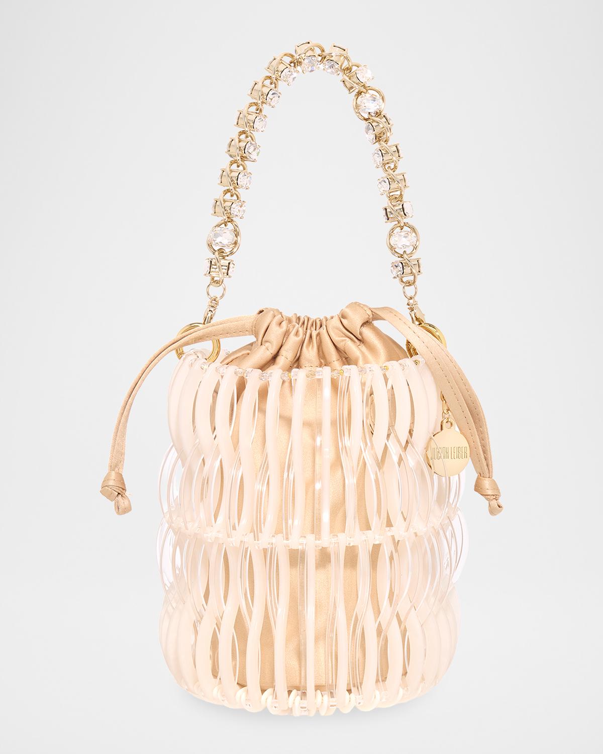 Harper Resin & Satin Top-Handle Bucket Bag
