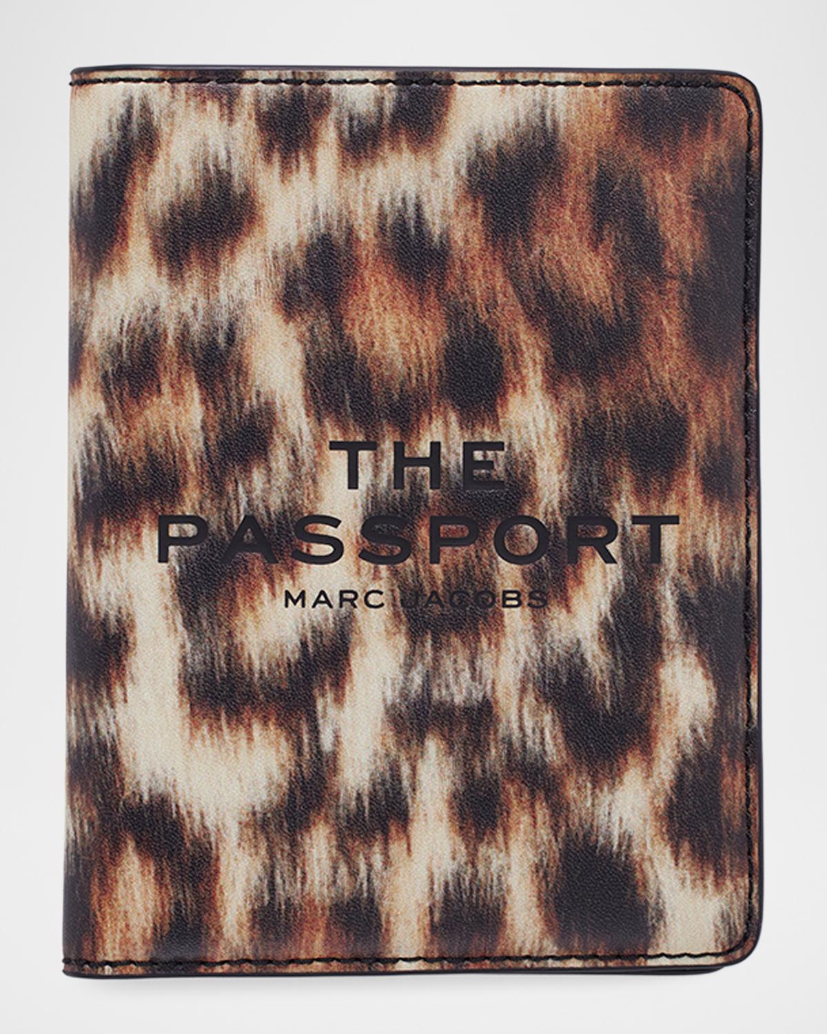 Leopard-Print Leather Passport Case