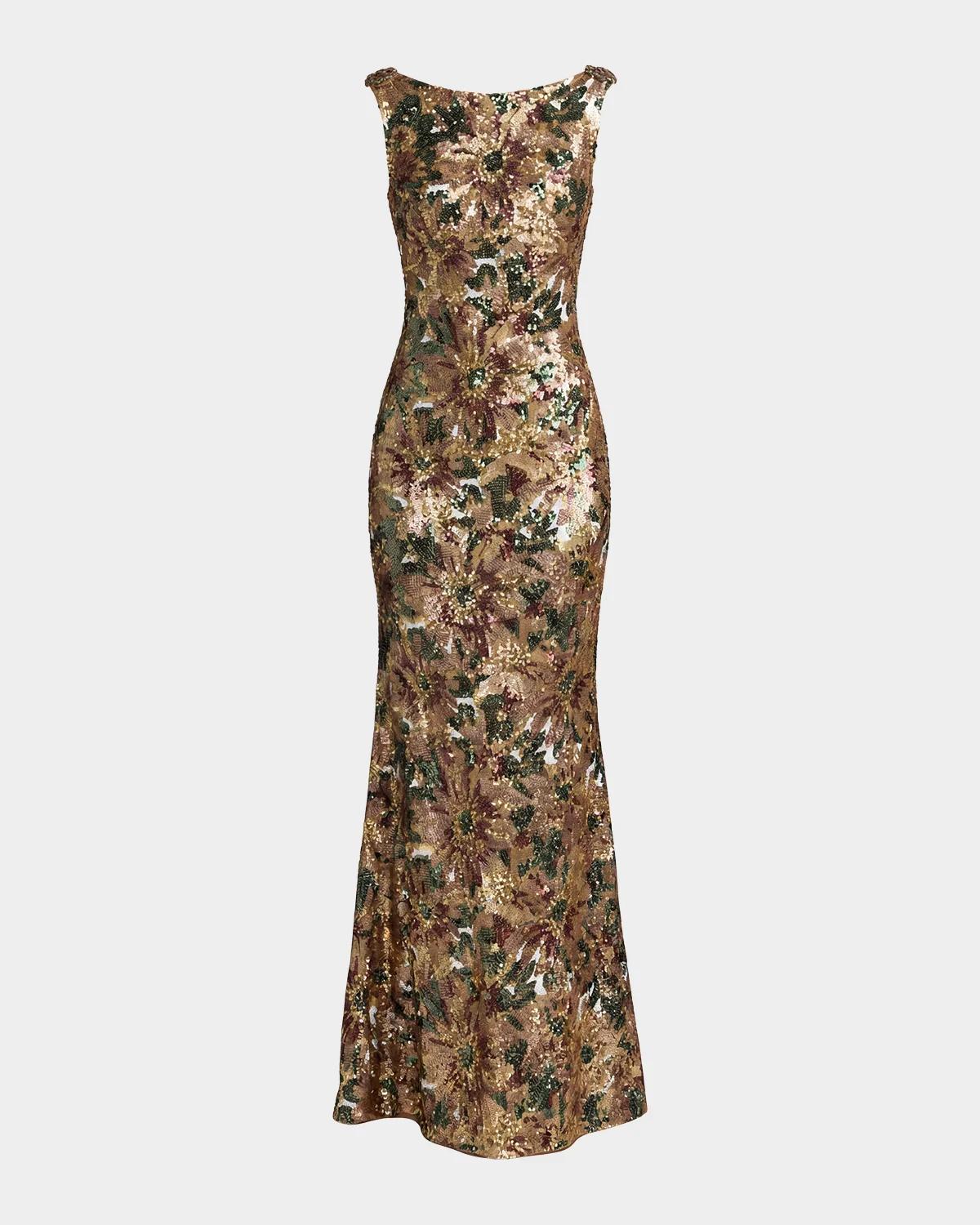 Sequin Cowl Back Gown