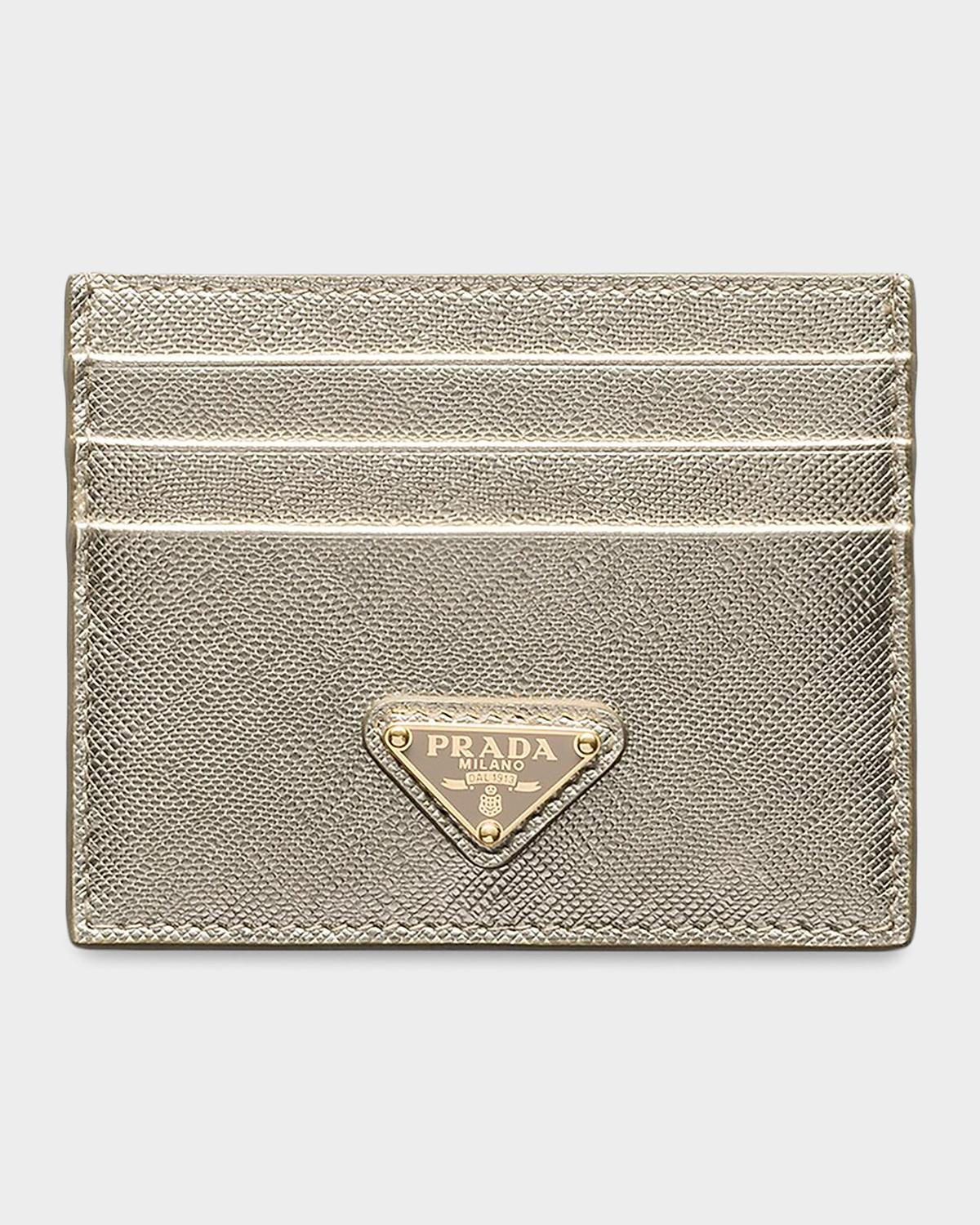 Logo Saffiano Leather Card Holder