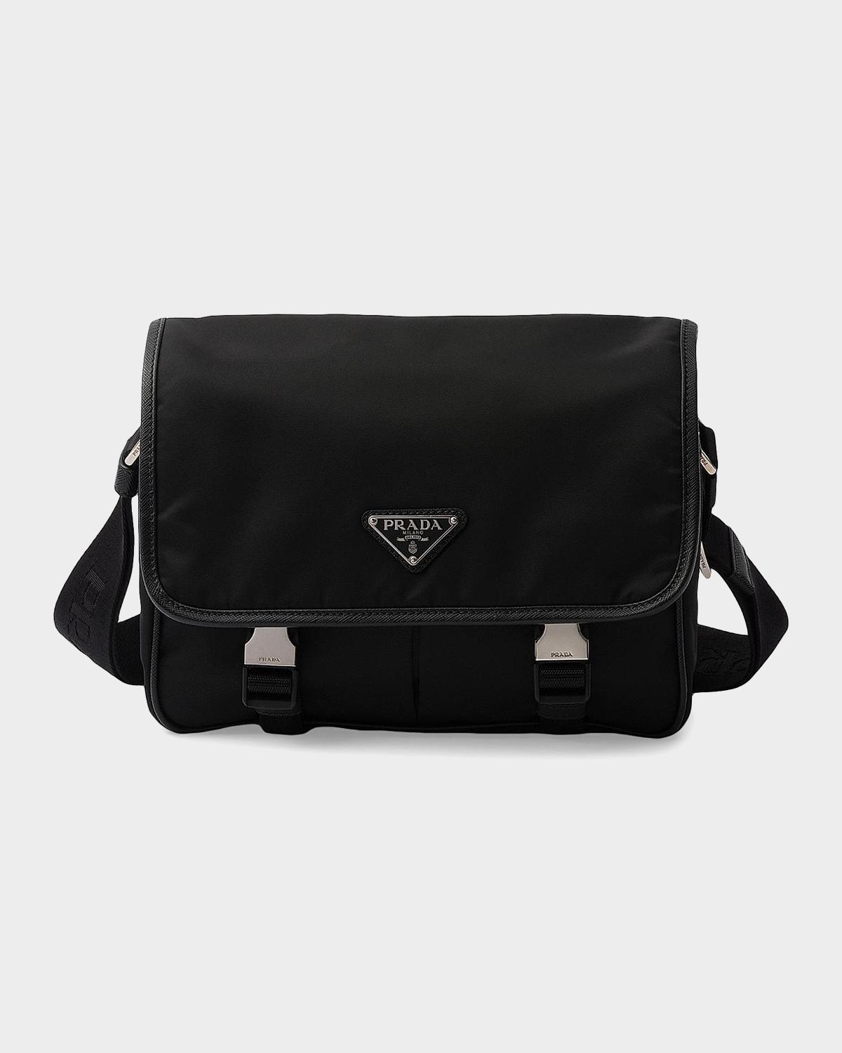 Re-Nylon and Saffiano Leather Shoulder Bag