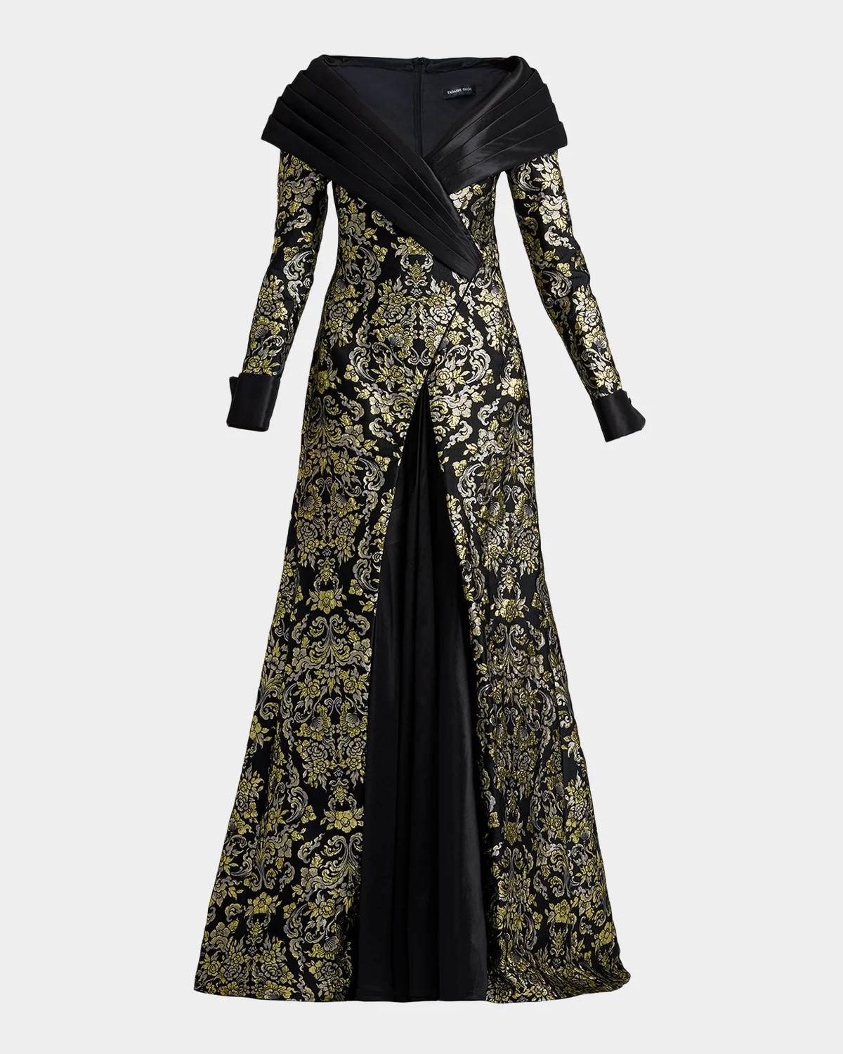 Sorella Jacquard & Taffeta Portrait Gown