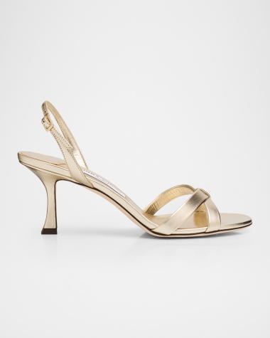 Jimmy Choo Elsy 70 Metallic Leather Slingback Sandals