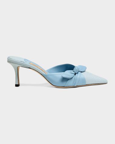 65mm Livi Flecked Canvas And Leather Mule Pumps