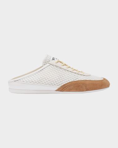 Sunny Woven Mixed Leather Sneaker Mules
