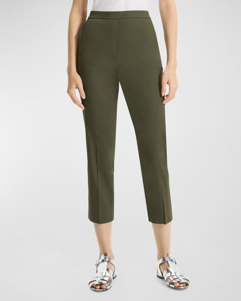 neimanmarcus.com | Treeca Good Linen Cropped Pull-On Ankle Pants