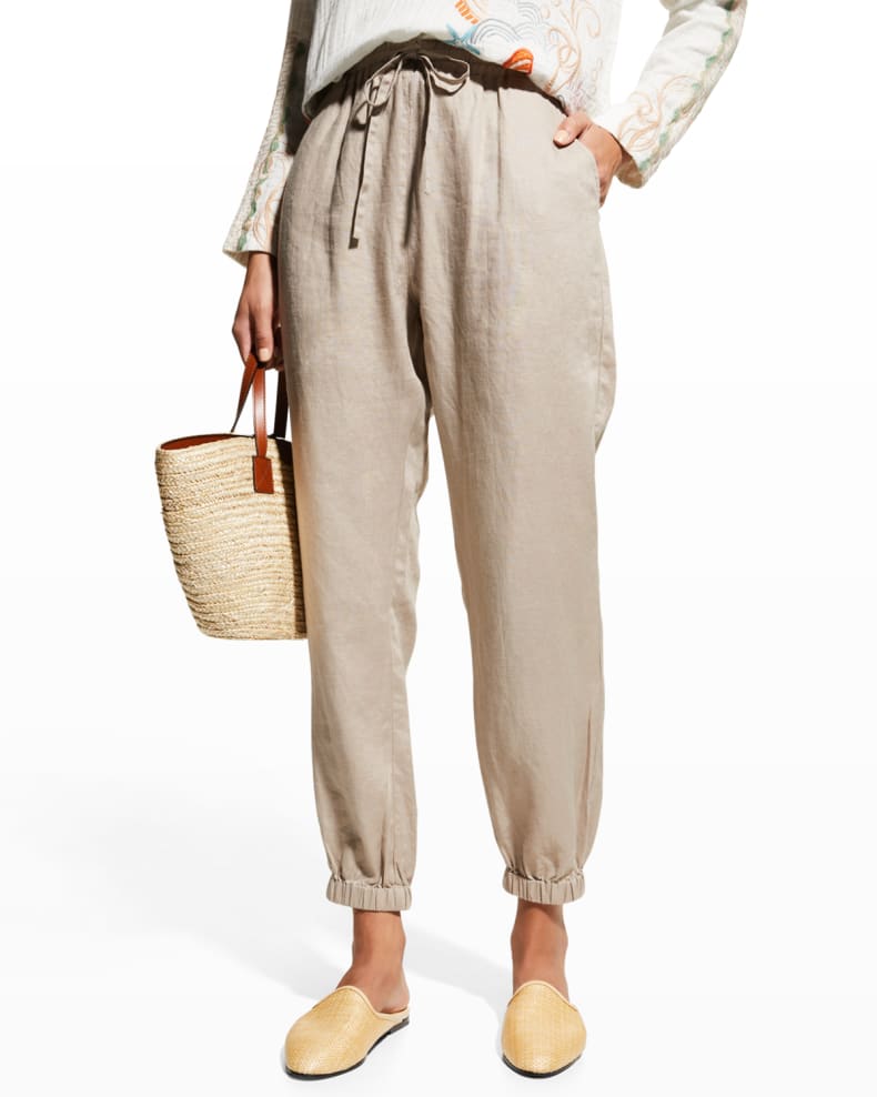 neimanmarcus.com | Tandy Cropped Linen Joggers
