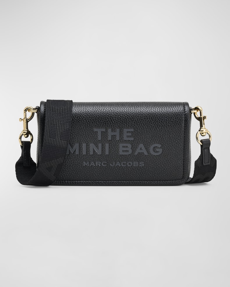 A black handbag with text on it