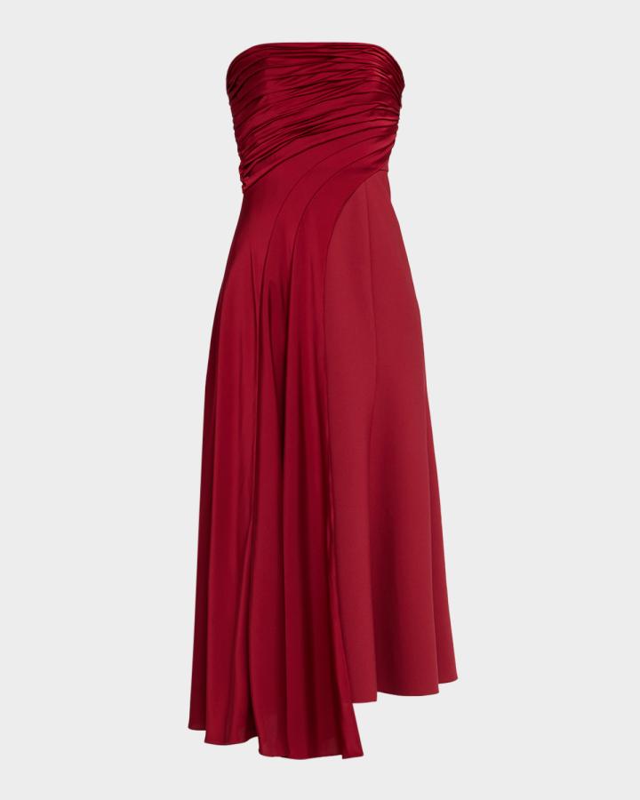 FERRAGAMO Split V-Neck Sleeveless Crepe Midi Dress | Neiman Marcus