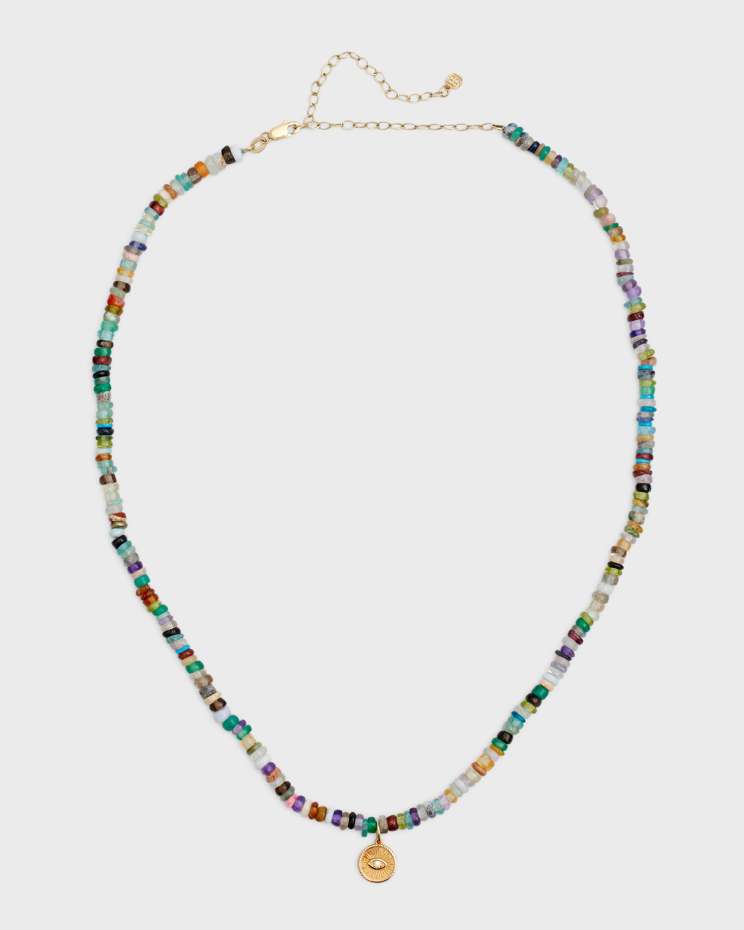14k Evil Eye Diamond Coin Necklace