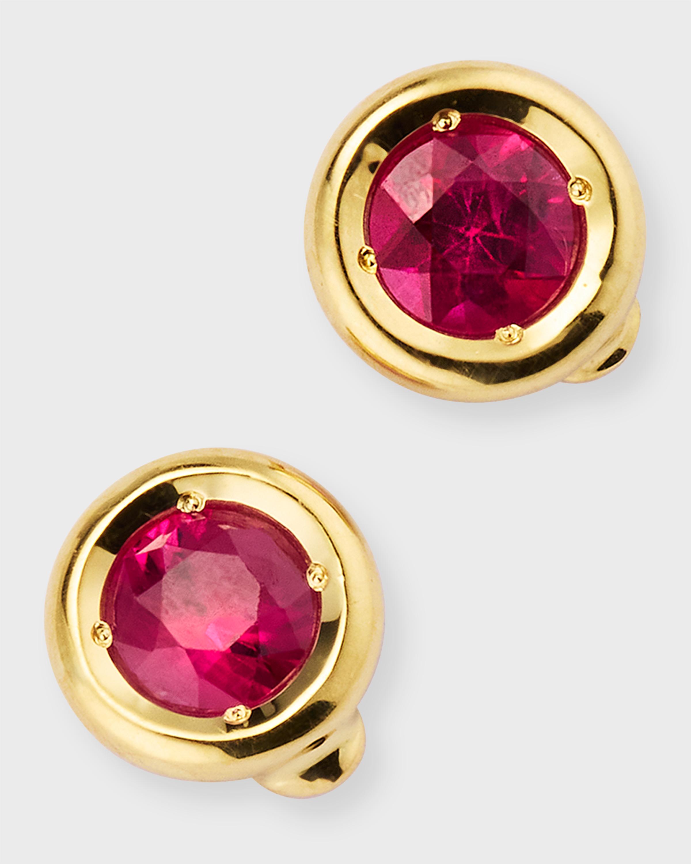 18K Yellow Gold Tiny Ruby Stud Earrings