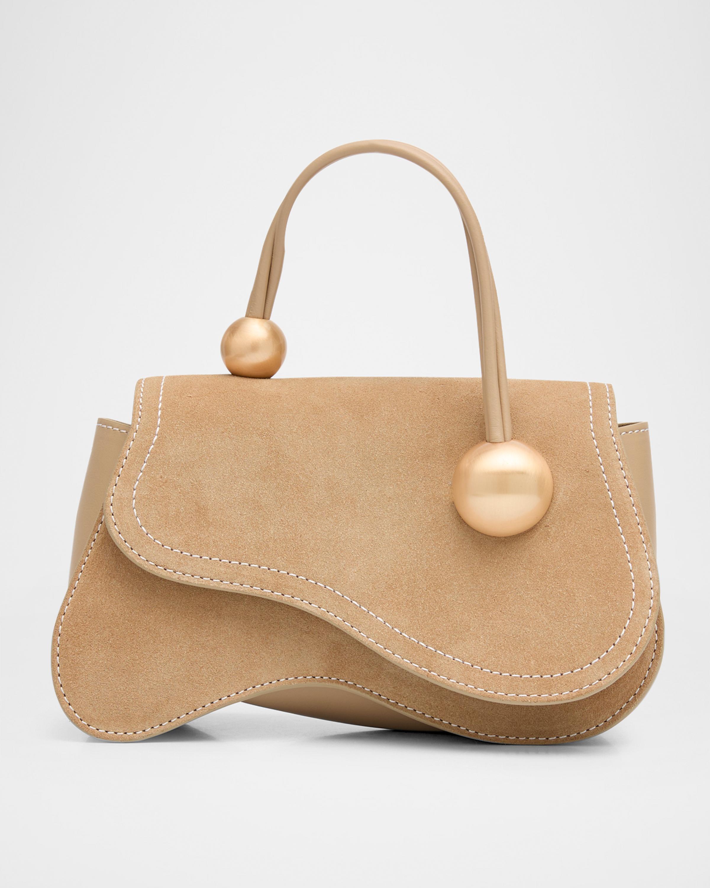 Kazia Beaded Suede Top-Handle Bag