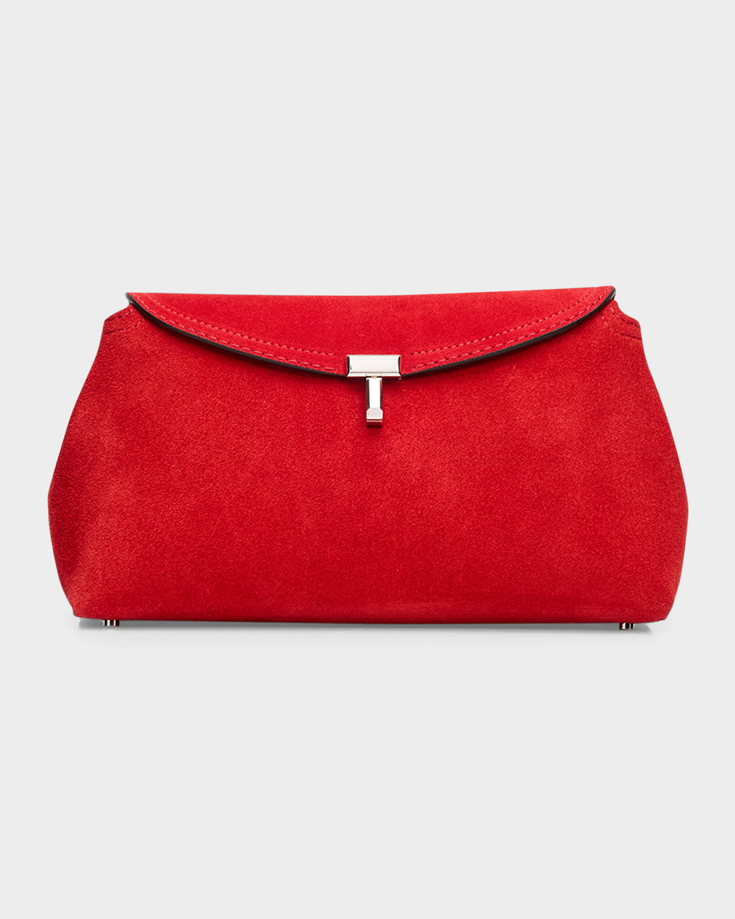 T Lock Suede Clutch Bag