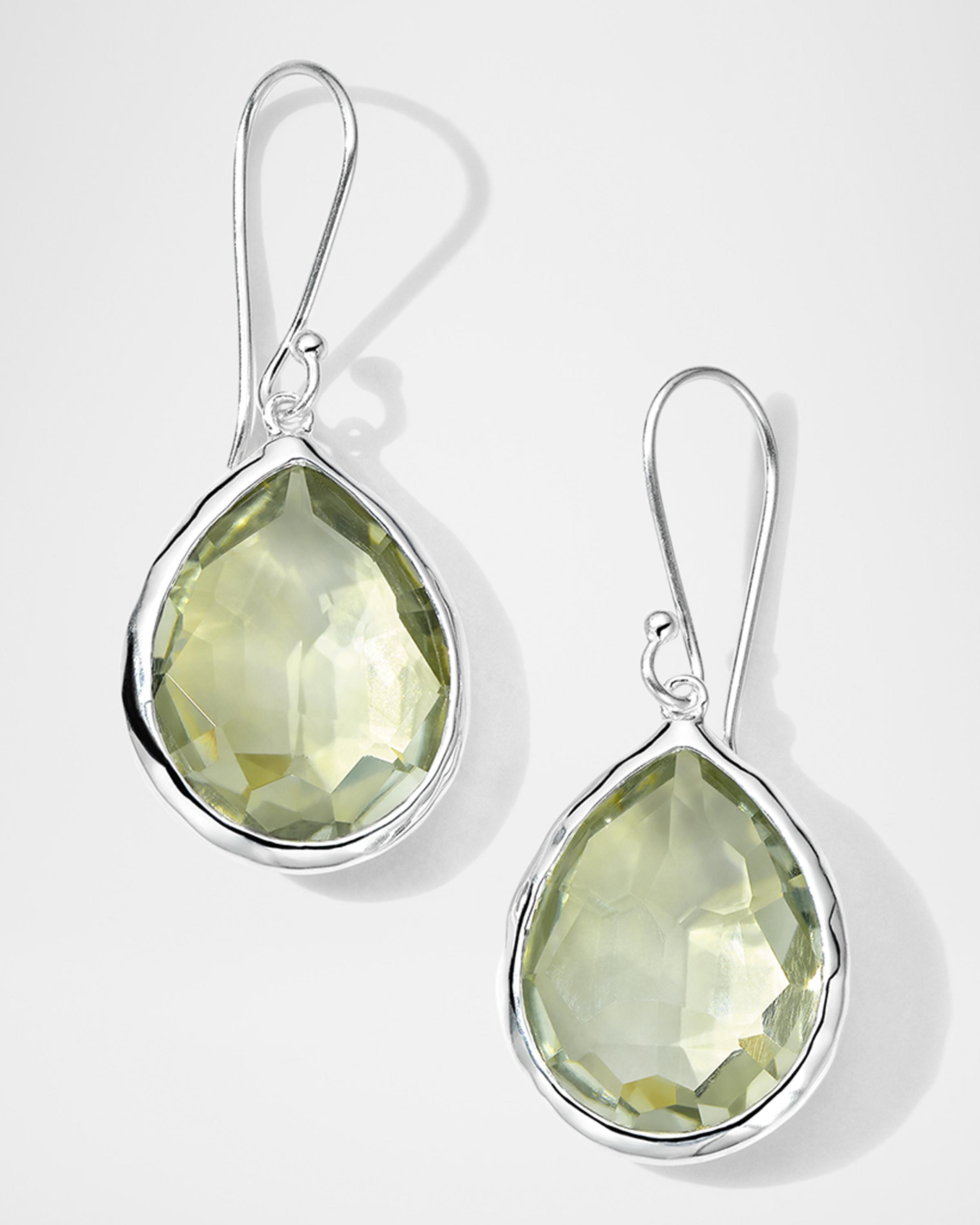 Sterling Silver Rock Candy Prasiolite Teardrop Earrings