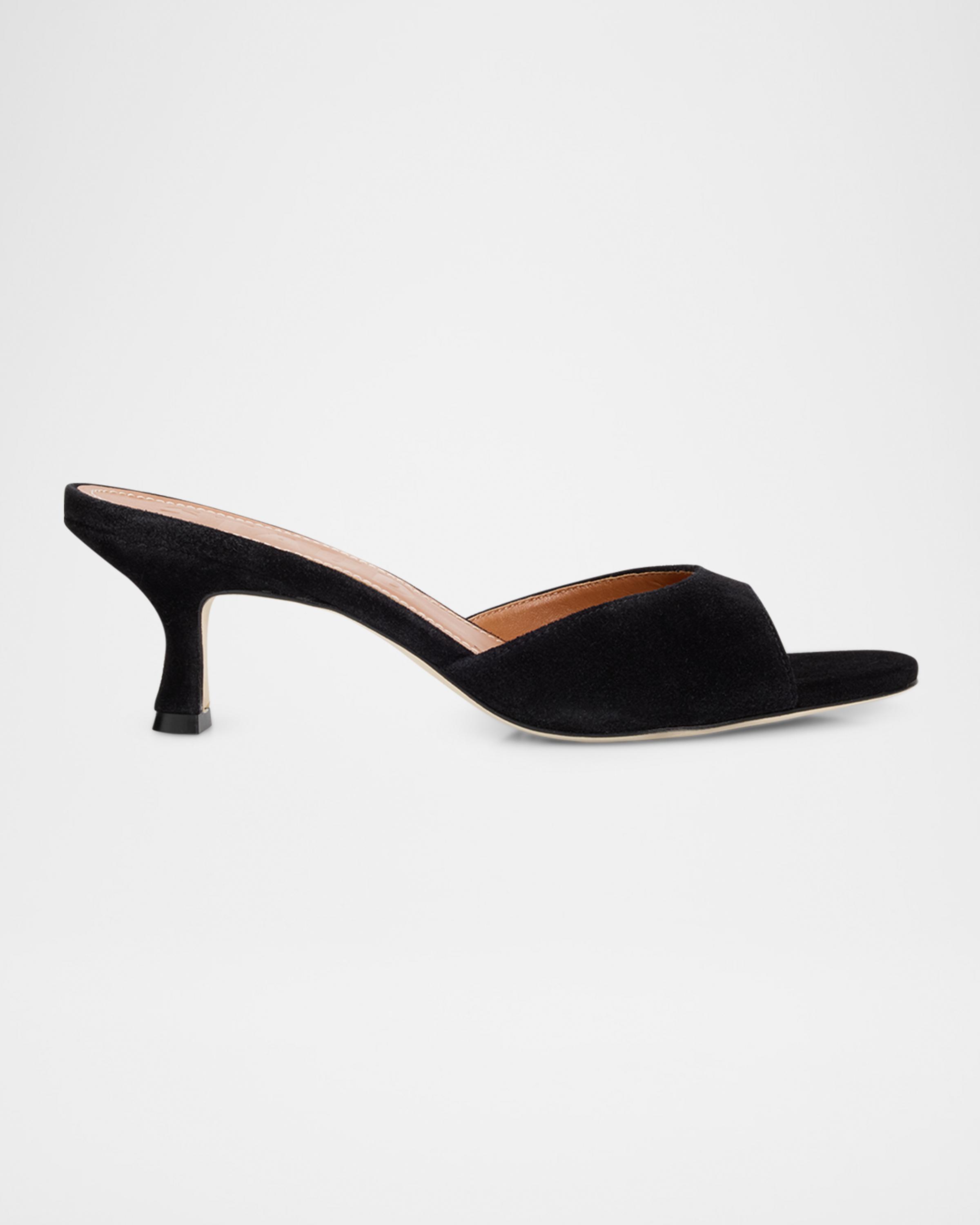 55mm Brigitte Suede Kitten-Heel Mules