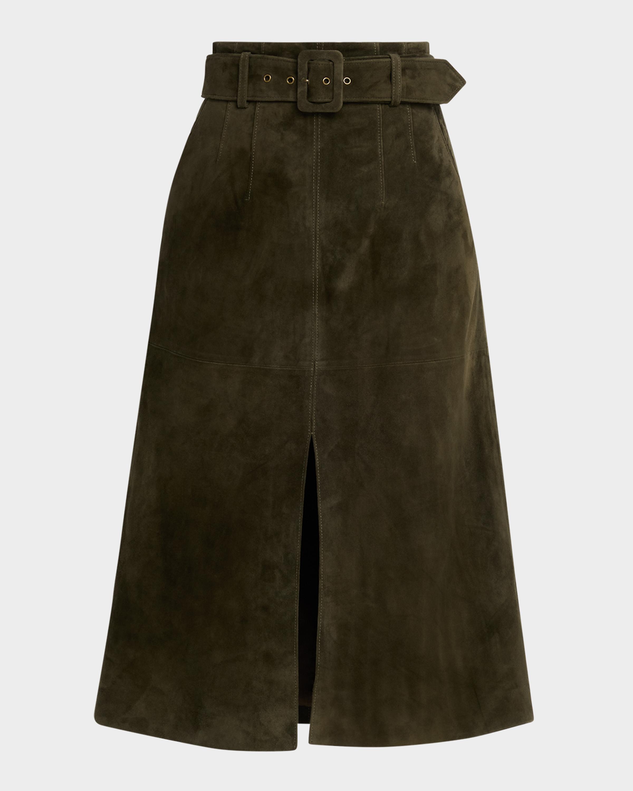 Alexie Suede Midi Skirt