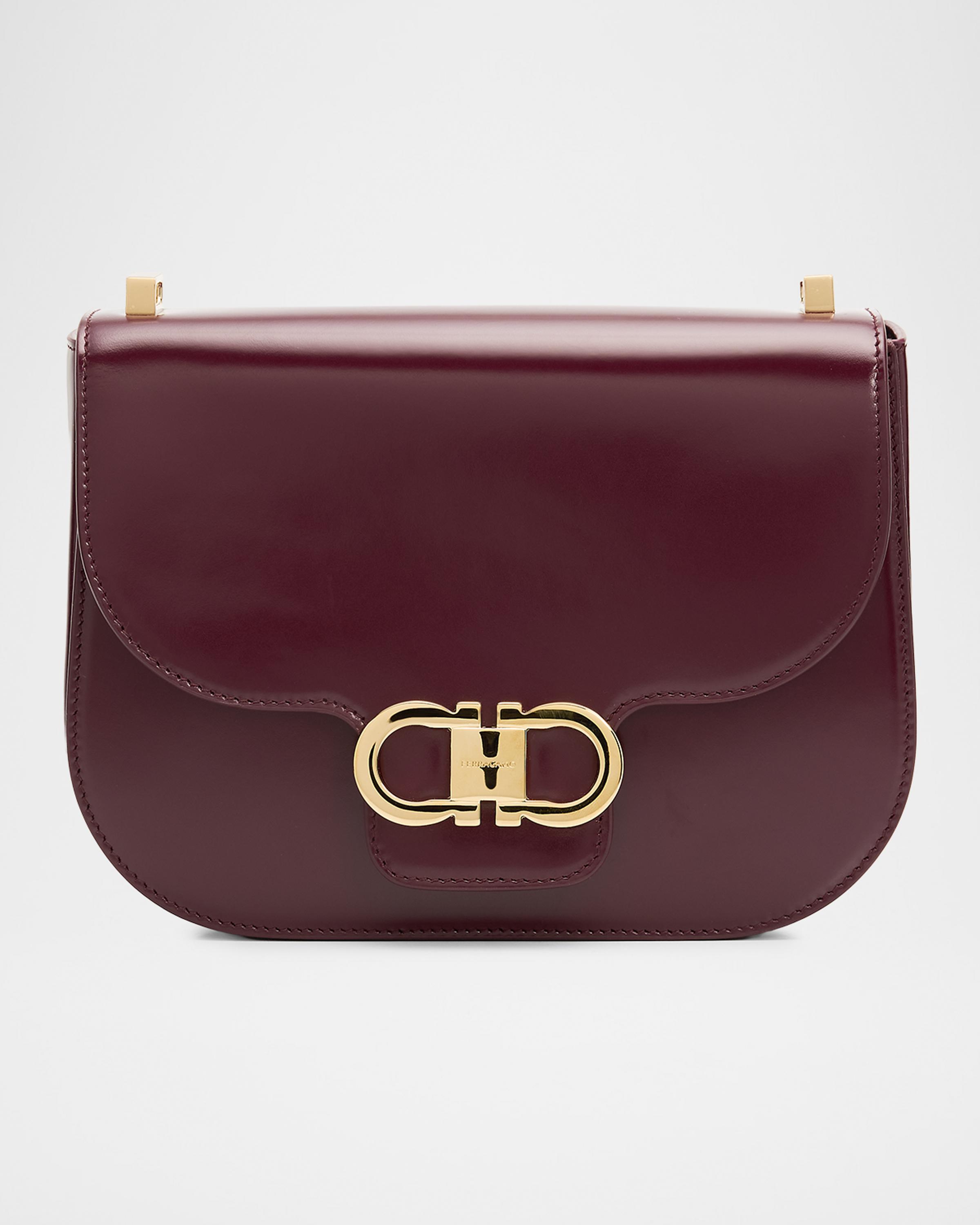 Double Gancini Leather Crossbody Bag