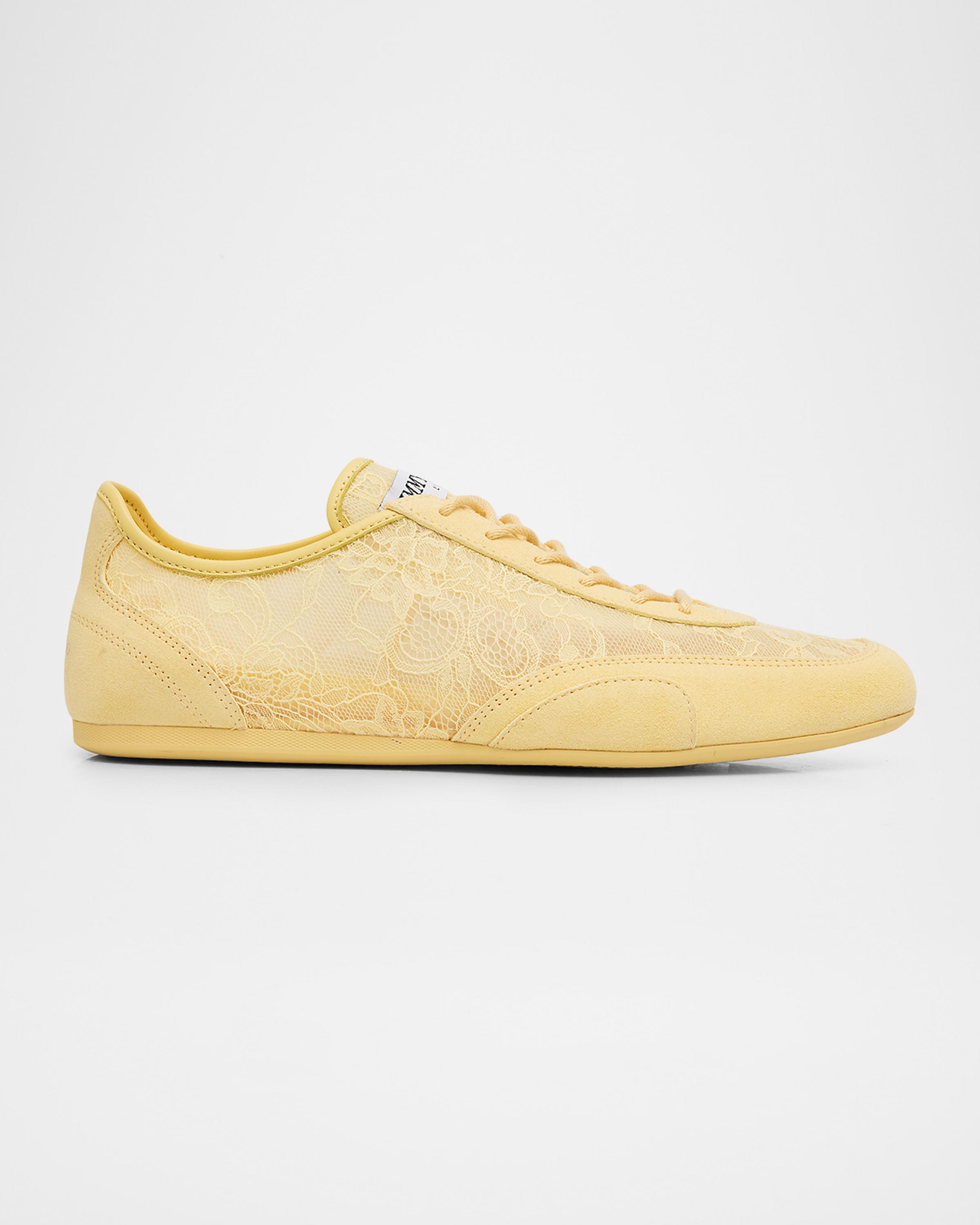 Sunny Floral Lace and Suede Trainers