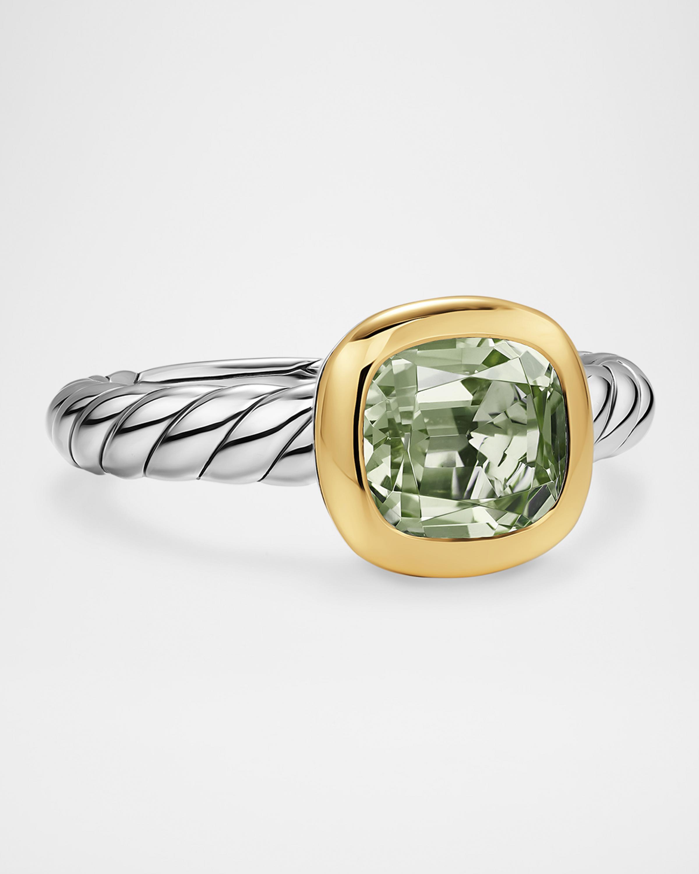 DY Mercer Color Stone Ring with Prasiolite in Silver and 18K Gold, 7mm, Size 6