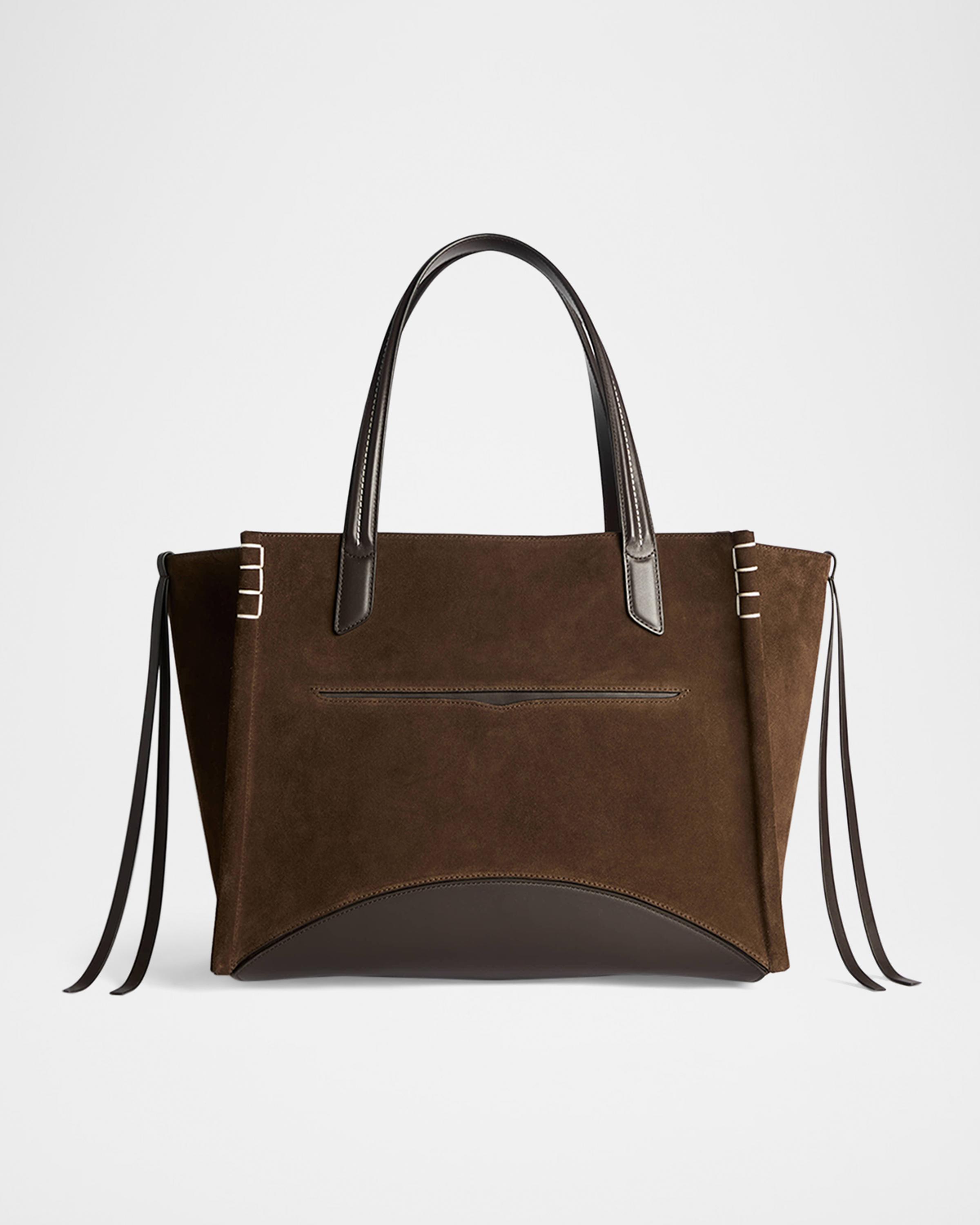 Loafer Cabas Suede & Leather Shoulder Bag