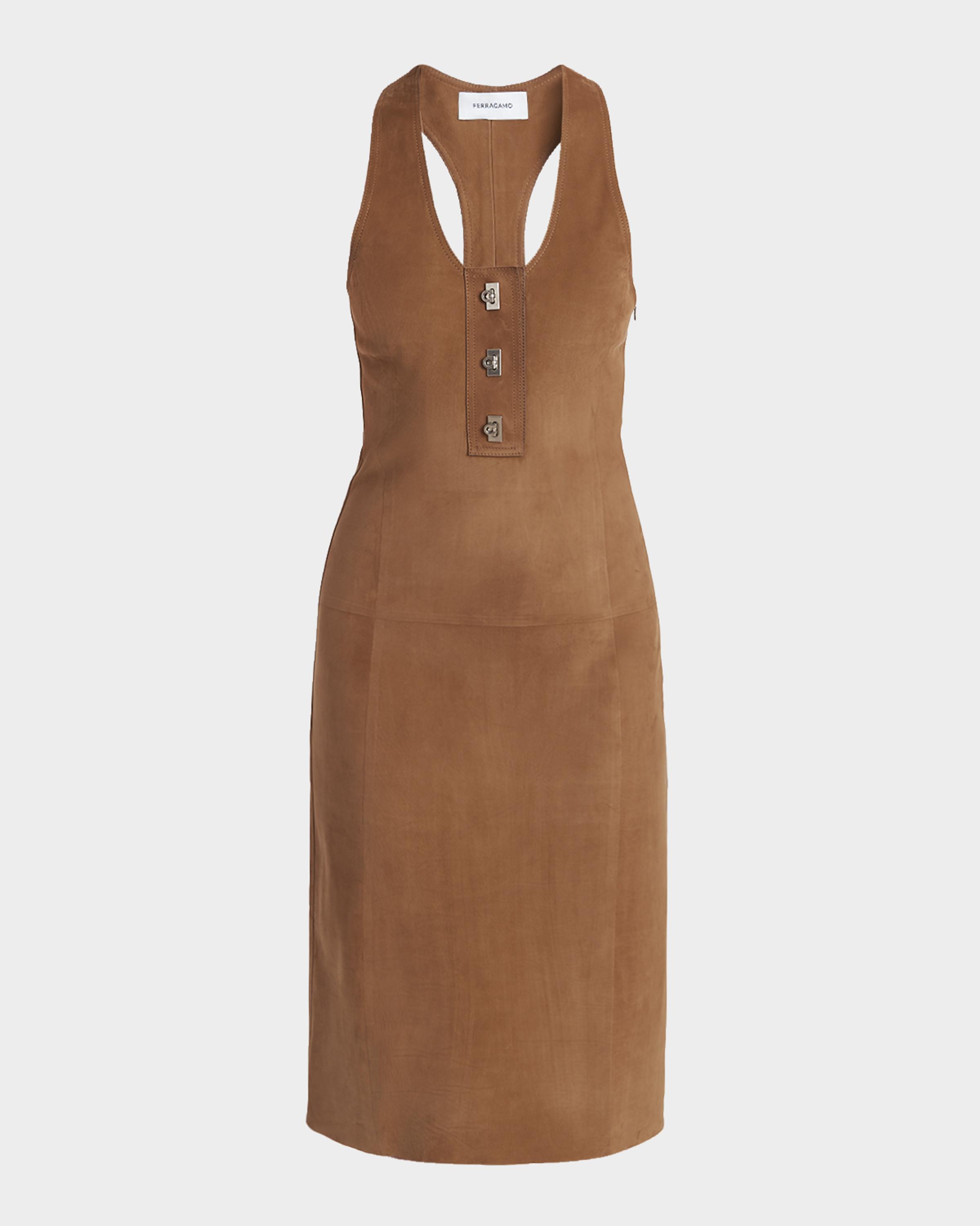Nubuck Suede Sleeveless Midi Dress