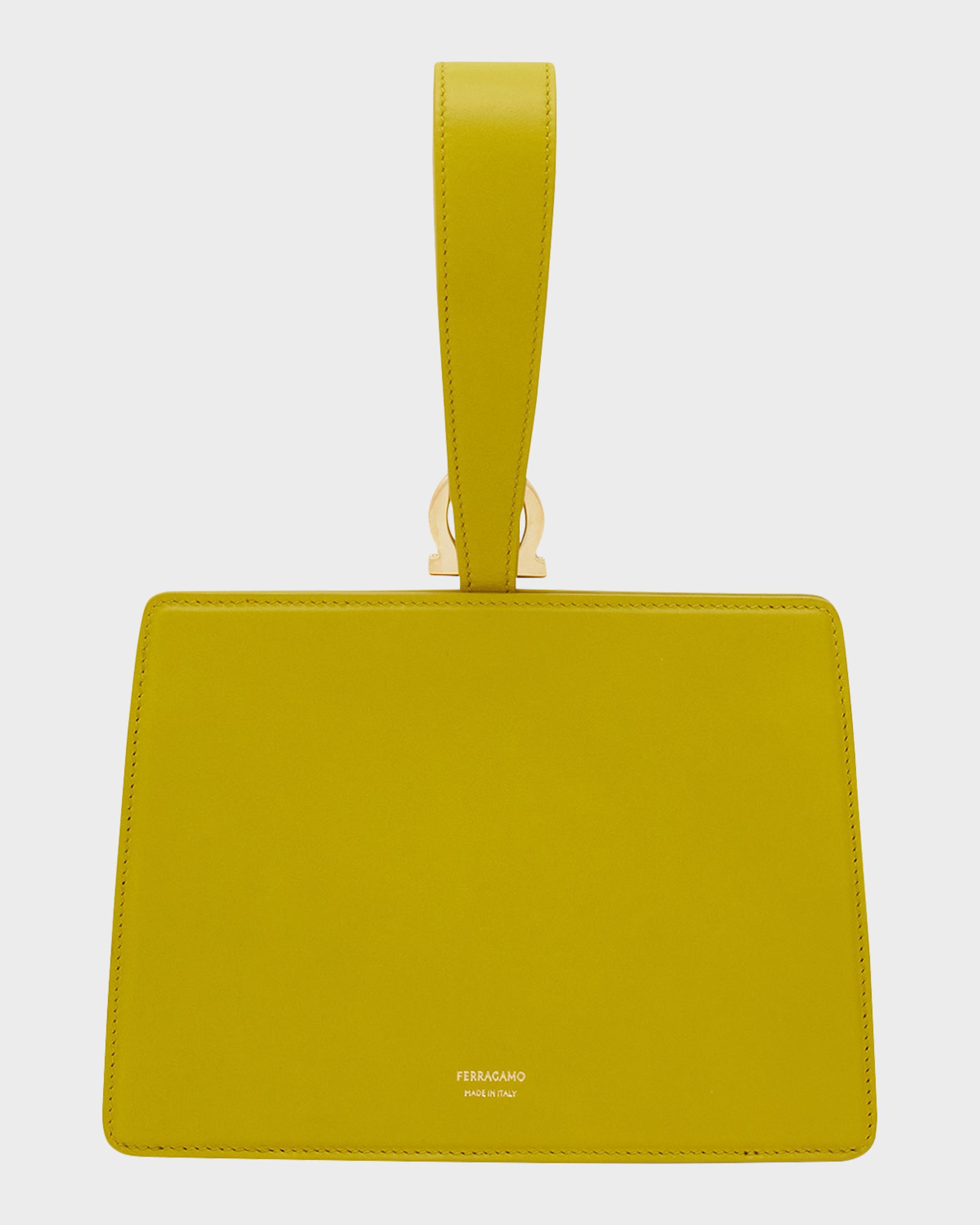Double Gancini Leather Wristlet Clutch Bag