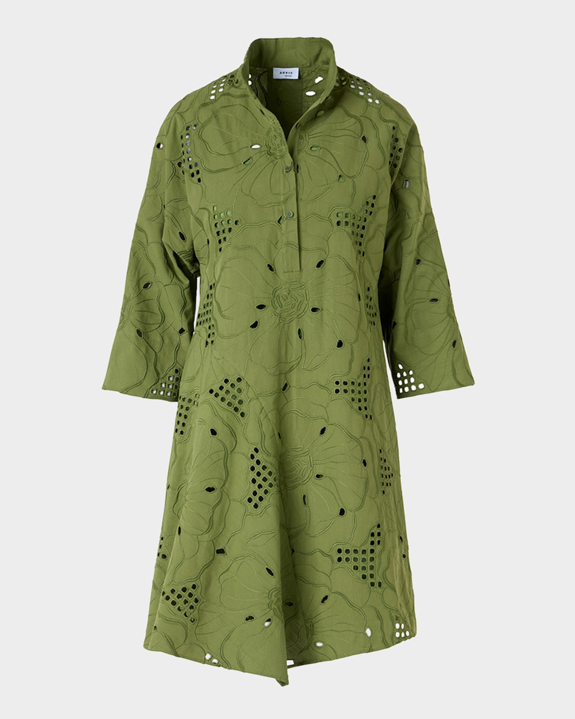 Floral Eyelet Embroidered Asymmetric Mini Shirtdress
